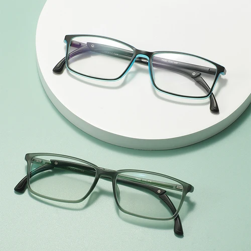 Imagen 2 del producto Gafas TR90 ligeras para hombre, montura de gafas deportivas rectangulares con borde completo y soporte antideslizante para lentes graduadas