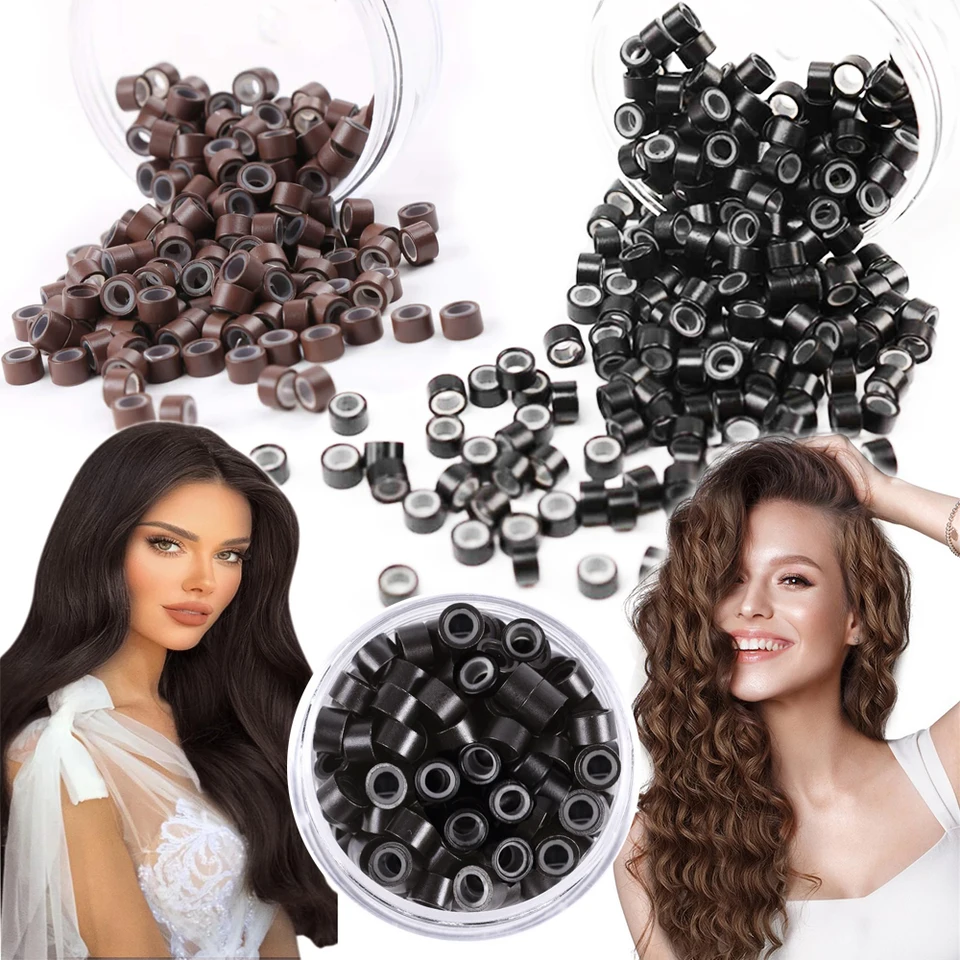 100 micro anillos de silicona para extensiones de cabello 4