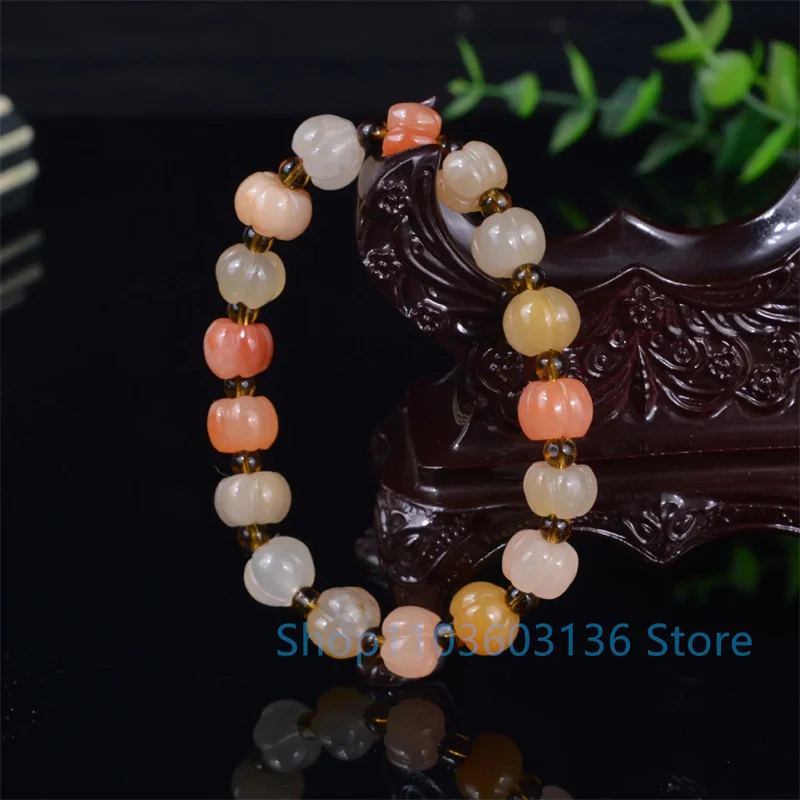 High quality Online Celebrity High Quality Gold Silk Jade Bracelet Natural Authentic Gold Silk Jade Lantern Bracelet