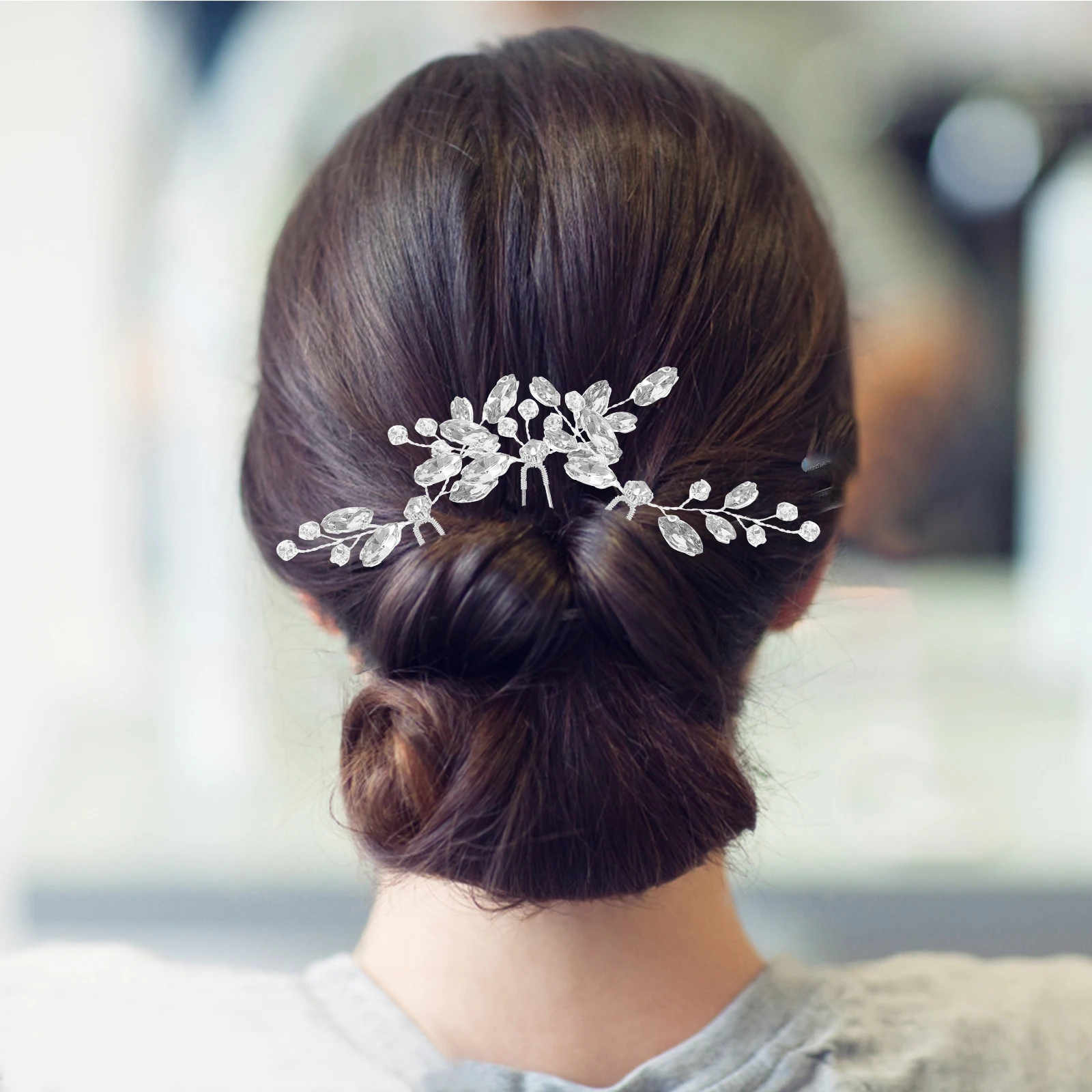 

3pcs Bridal Hair Accessories Rhinestone Wedding Hairpin Clips for Brides Sturdy Materials Non Fading Elegant Hair Forks Pin Up
