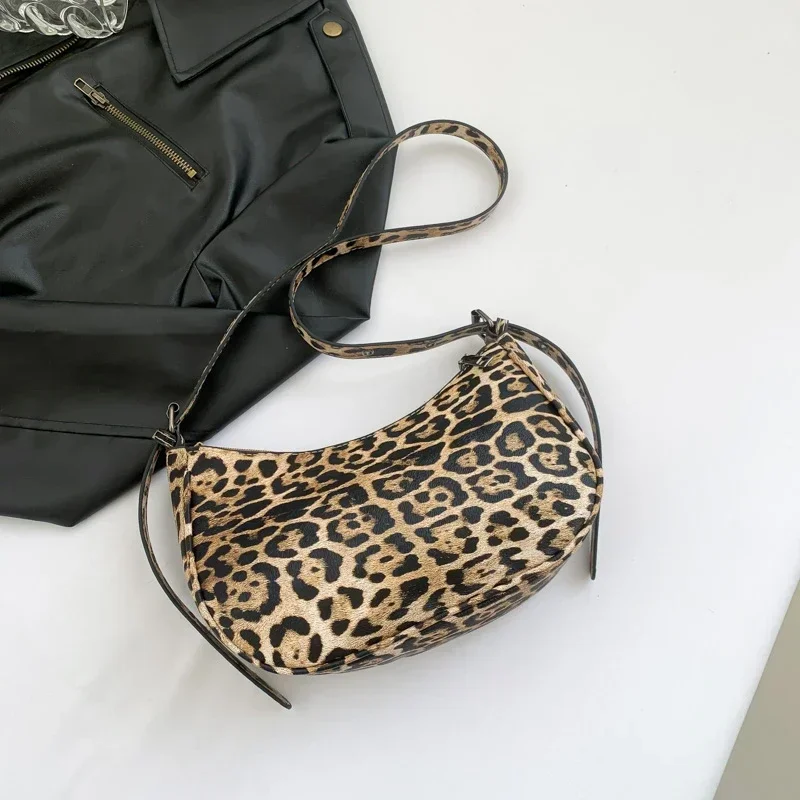 Leopard PU Zipper Rivets Sewing Fashion Shoulder Bag Individuality Crossbody Bag 2024 Hot Sale Bags for Women Bolsas Femininas