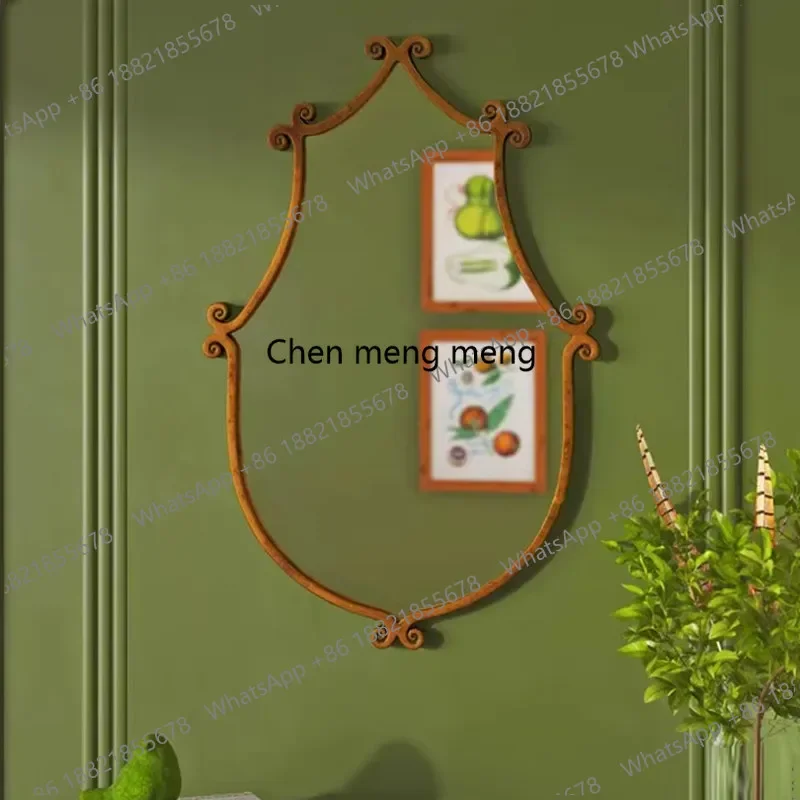 F181 Französischer Retro-Wandspiegel, Niedlicher Wandmontierter Kamin-Dekospiegel, Badezimmer-Handwasch- und Schminkspiegel