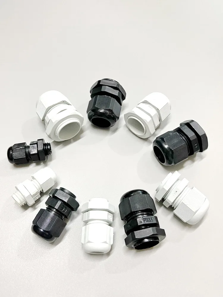 

Cable Fixing Head Threaded Type Housing Locking Joint Wire Sealing Gland Models PG7 to PG21 Plastic Material Black And White