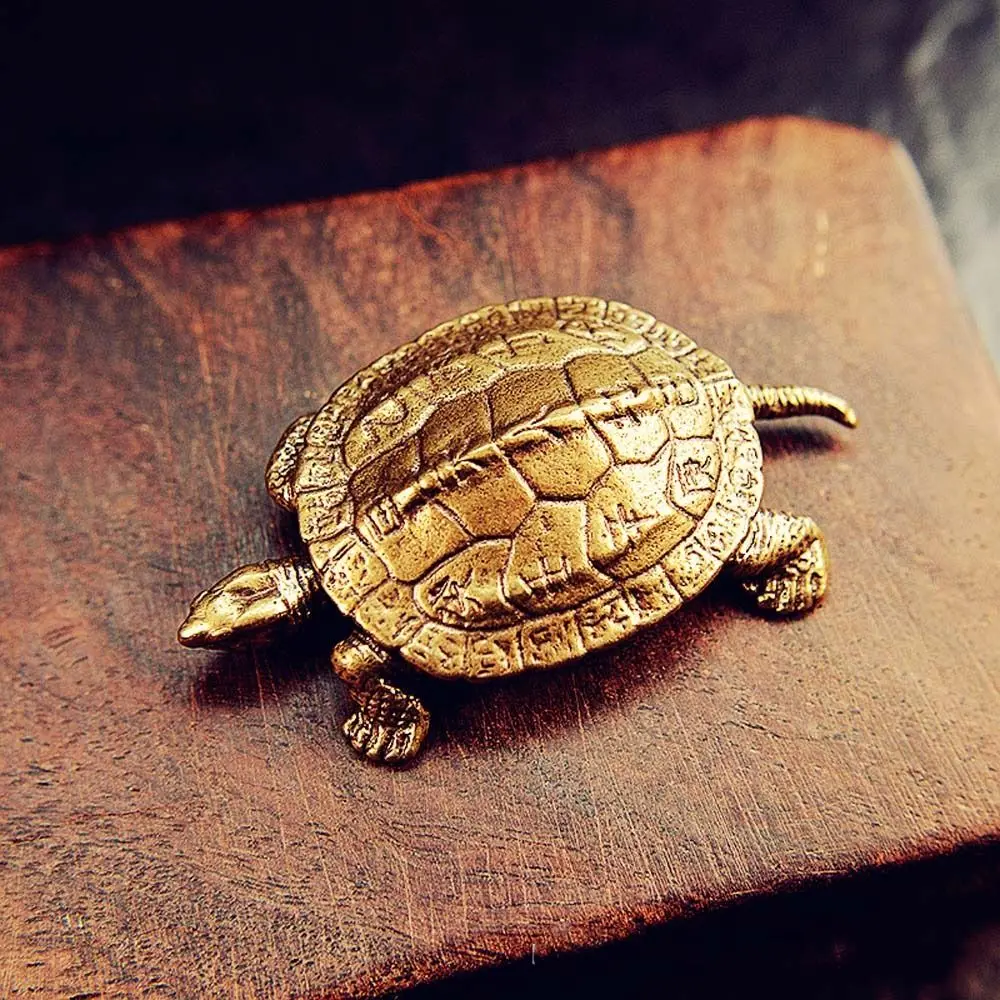 

Lucky Solid Brass Turtle Figurines Copper Retro Tortoise Statue Exquisite Handmade Mini Turtle Sculpture Home Decor Gifts