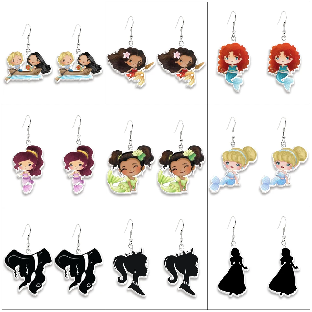 Hot Sale Cartoon Figures Acrylic Earrings New Accessories For Girls Colorful Earrings Cute Jewelry