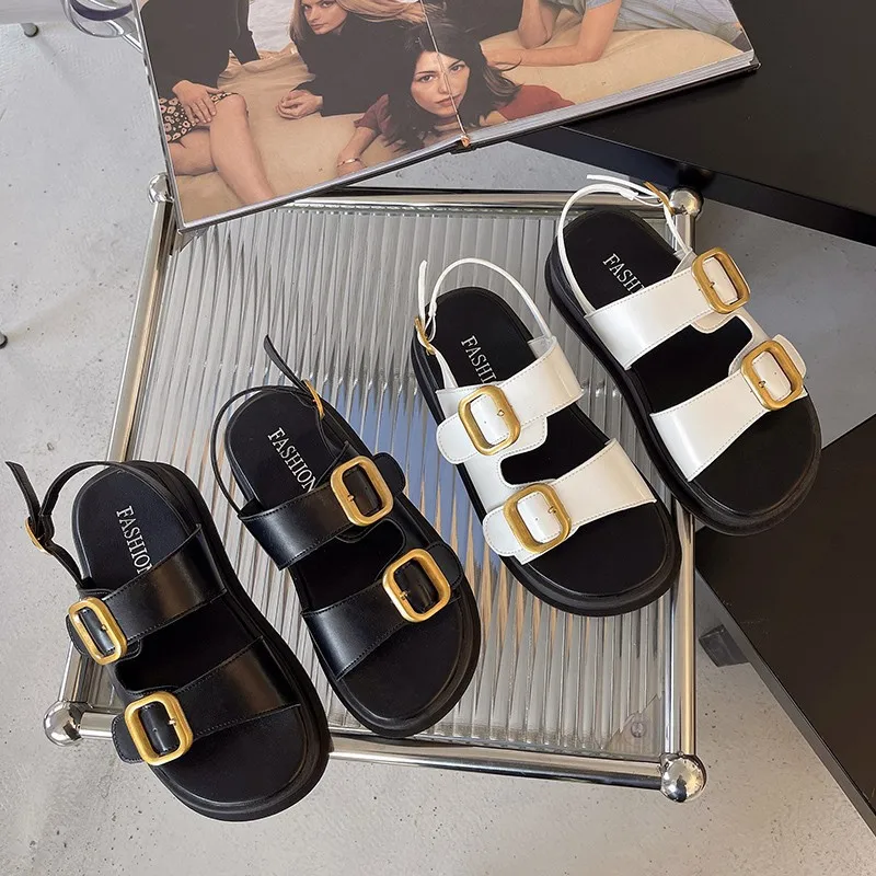 

Platform thick-soled casual sandals for women summer new style fashion double-breasted metal buckle Roman