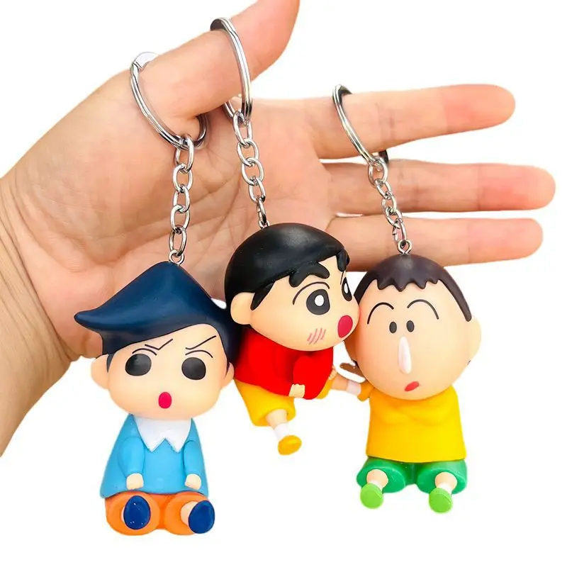 New 6pcs/set Crayon Shin-Chan Keychains Anime Figures Boochan Bag Pendant Cartoon Car Key Chain Accessories Kids Toys Fans Gift