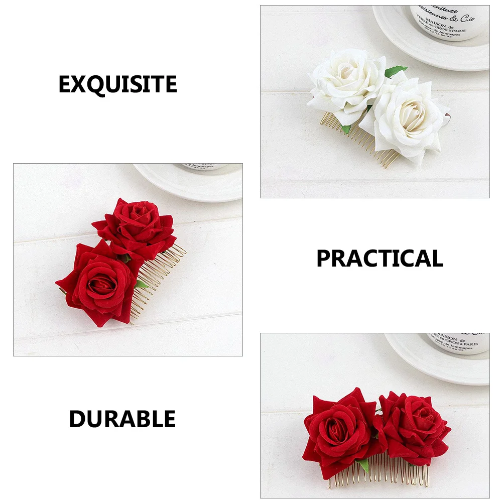

2Pcs Floral Hair Comb Beautiful Rose Design Bridal Hair Piece for Wedding Evening Party Dance Wear Comfortable Lightweight