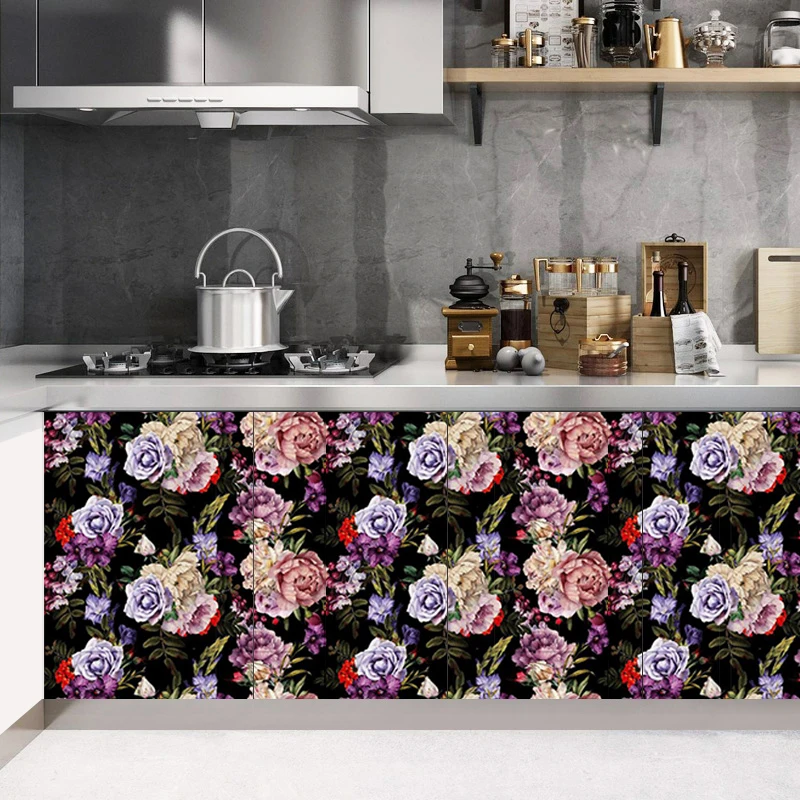 Watercolor Roses Bush Home Decoration Self Adhesive Wallpapers wall Decor Stickers Living Room Bedroom Study Furniture Makeover