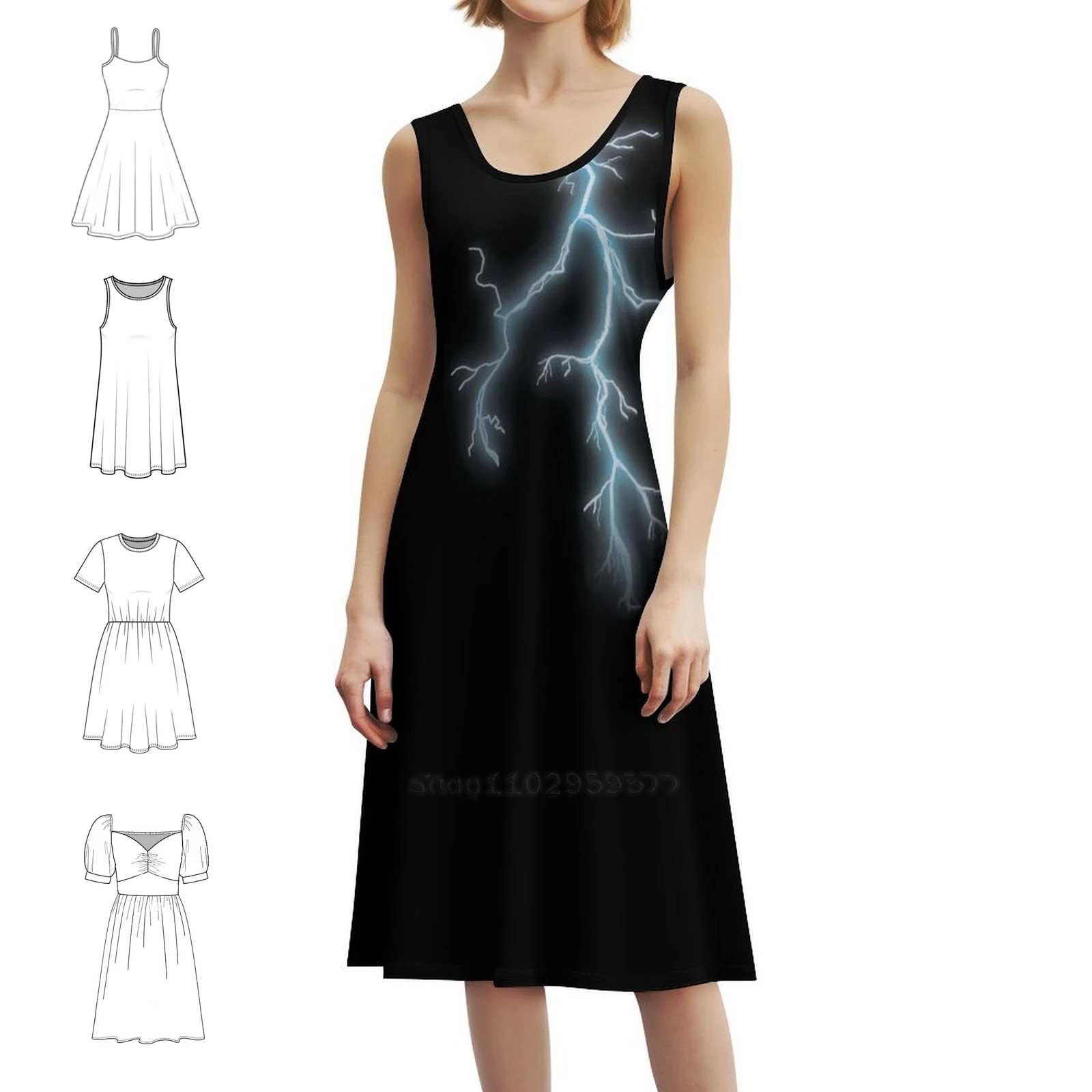 

Lightning Women's Streetwear Party Dress Trendy Print Club Clothing For Female Wearable Art Whatuwear Photos On Stuff Party