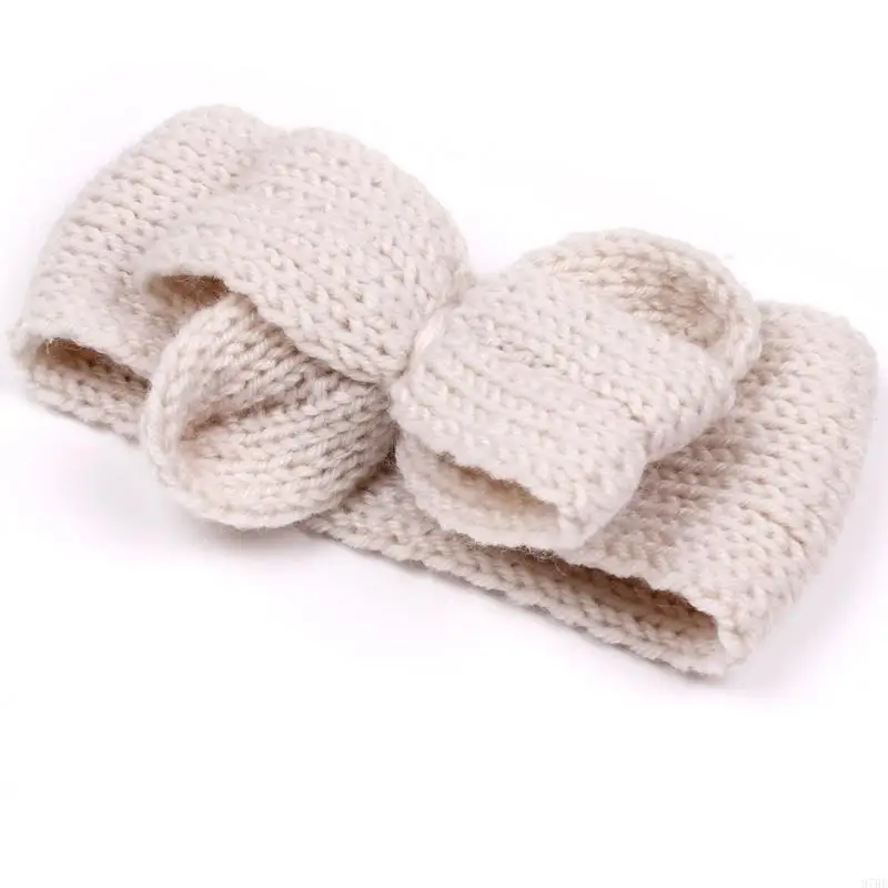 

97BE повязки на голову для маленьких девочек, милые вязаные головные уборы крючком, осенне-зимние банты, повязки для волос