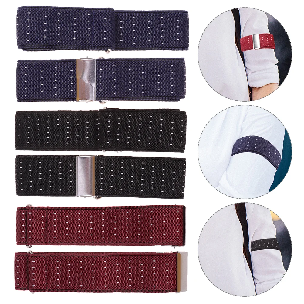 

3 Pairs Braces Shirt Non-slip Cuff Sleeve Holders Armbands Stays for Men Unisex Garters Women