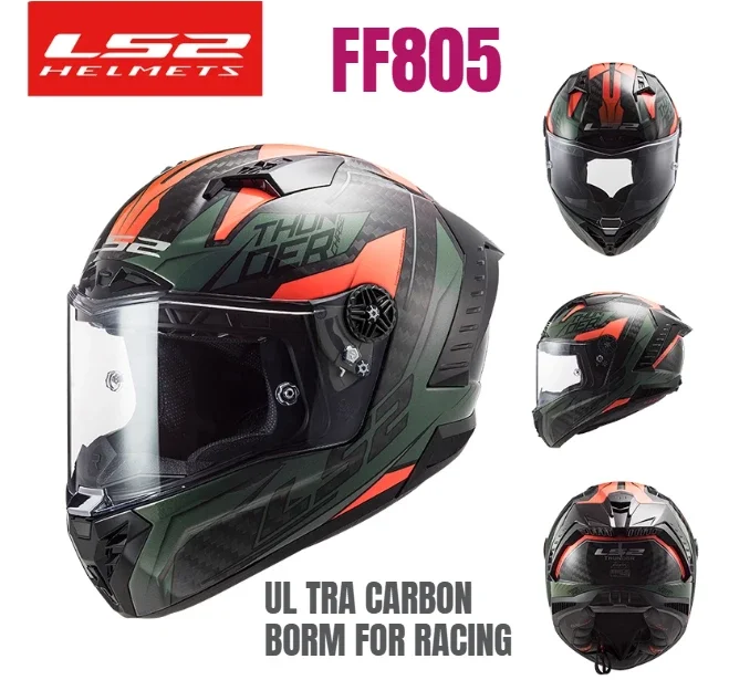 

Original LS2 THUNDER Full Face Motorcycle Helmet LS2 FF805 6K Carbon Fiber Helmet Motobike Racing Track Cascos Para Moto Helmet