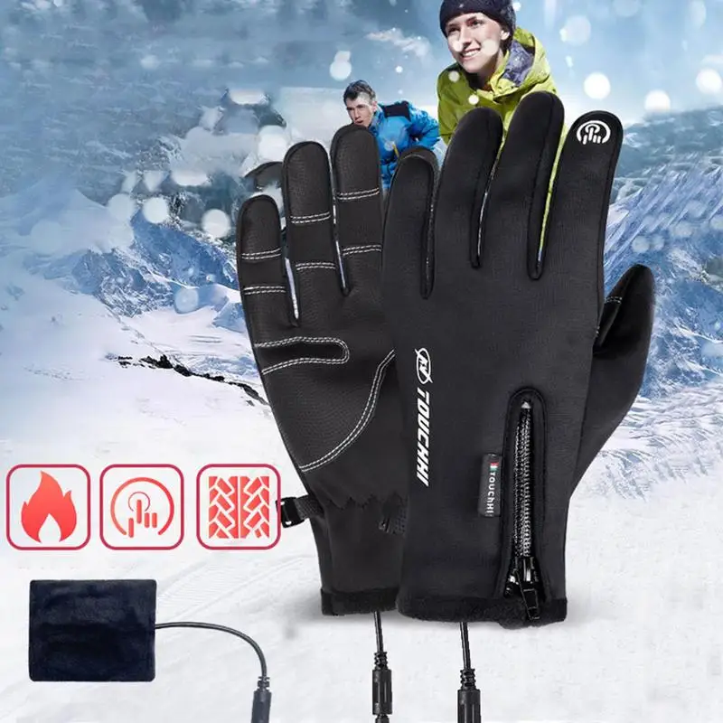 

Heated Cycling Gloves Racing Riding Winter Motorcycle Gloves Winter Heated Guantes Outdoor Work Support Fingertip Touchscreens