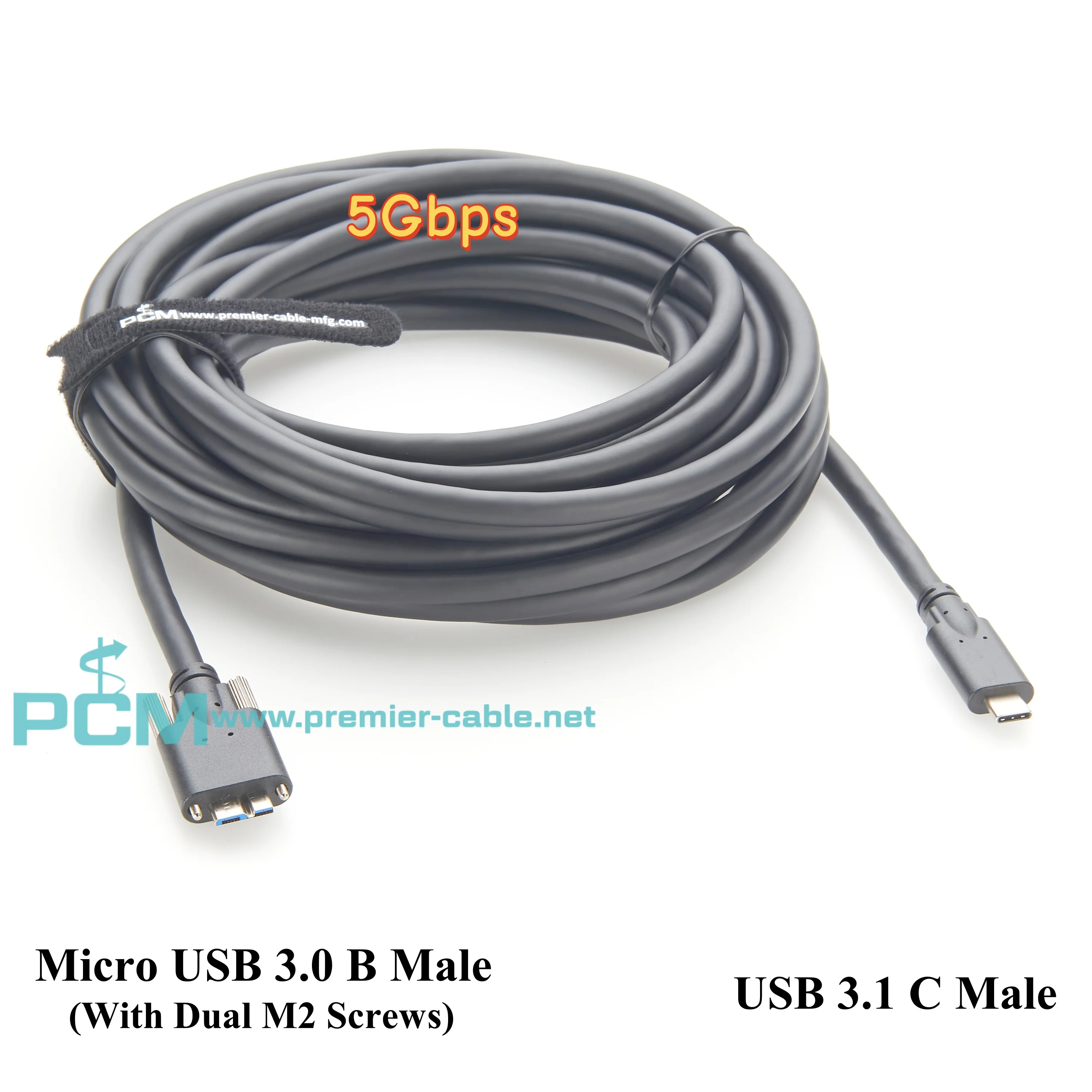 Active USB Industrial Camera Cable Screw Panel Mount USB3.0 Micro B to USB3.1 C High-Speed Active Signal Amplifier Booster Cable