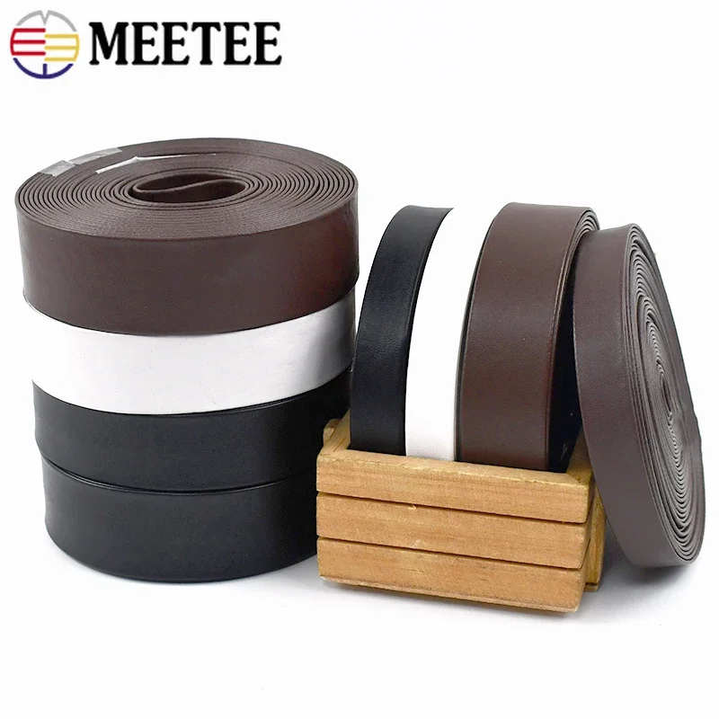 5Meter Meetee 4-50mm Soft Flat PU Leather Cord String Rope DIY Punk Necklace Bracelet Jewelry Make Garment Bags Edge Accessories