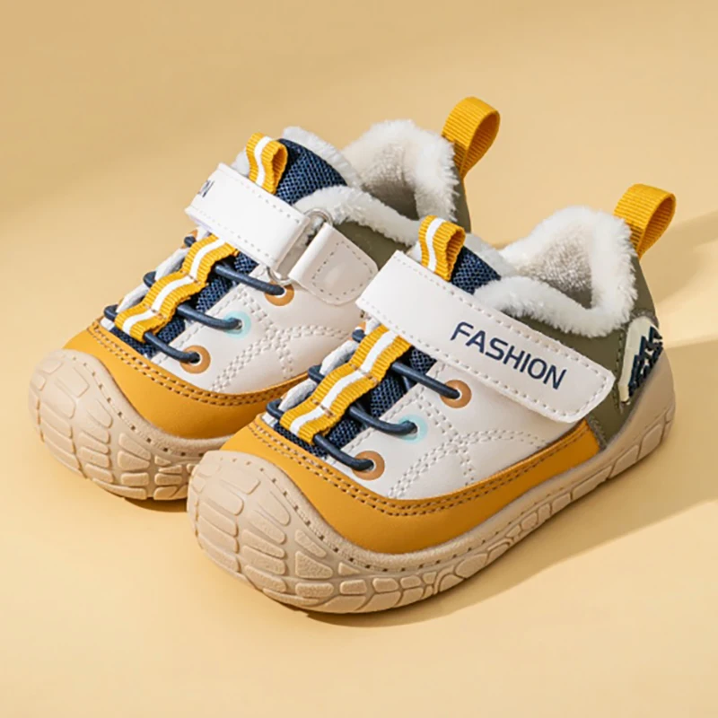 

Winter Sport Shoes For Children PU Leather Waterproof Kid's Cotton Shoes Anti-slippery Thick Warm Boy's Girl's Snow Boots