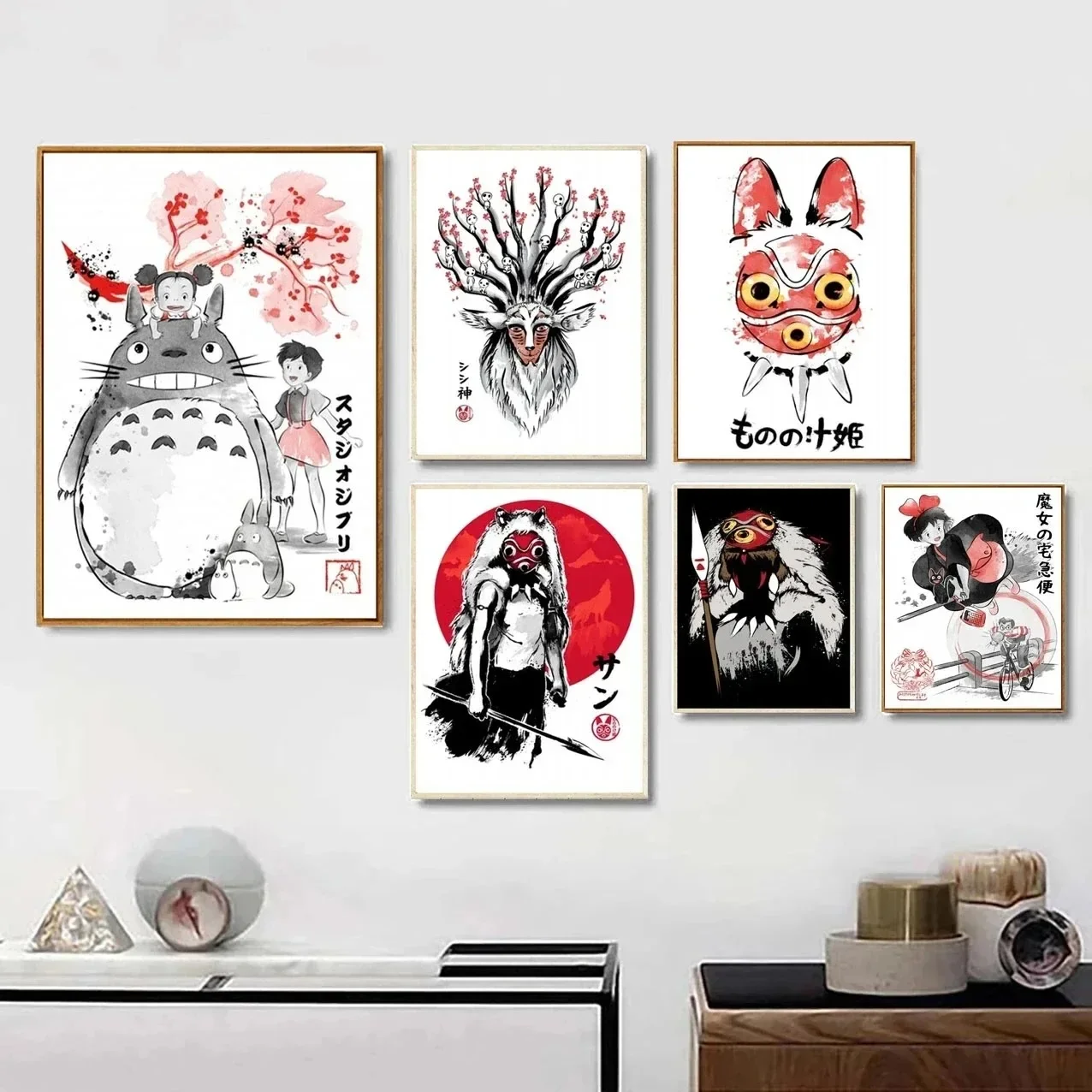 Totoro filme dos desenhos animados hayao miyazaki anime cartaz pintura em tela impressões nordic arte da parede fotos sala de estar escritório decoração casa
