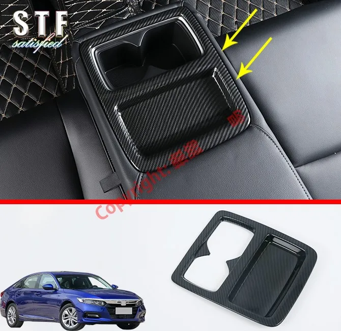 

Carbon Fiber Style Interior Rear Cup Holder Cover Trim For Honda Accord MK10 2018 2019 Car Accessories Stickers