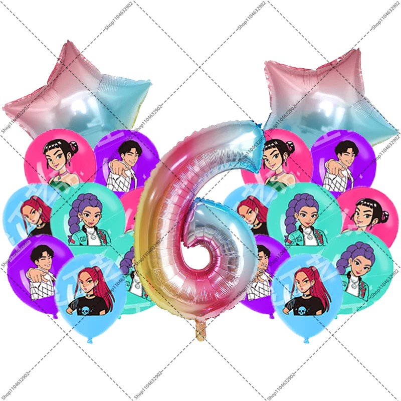 Conjunto de balões KPop Demon Hunteres, decoração de festa de aniversário, decorações de chá de bebê, o local é definido com adereços, decoração de casa