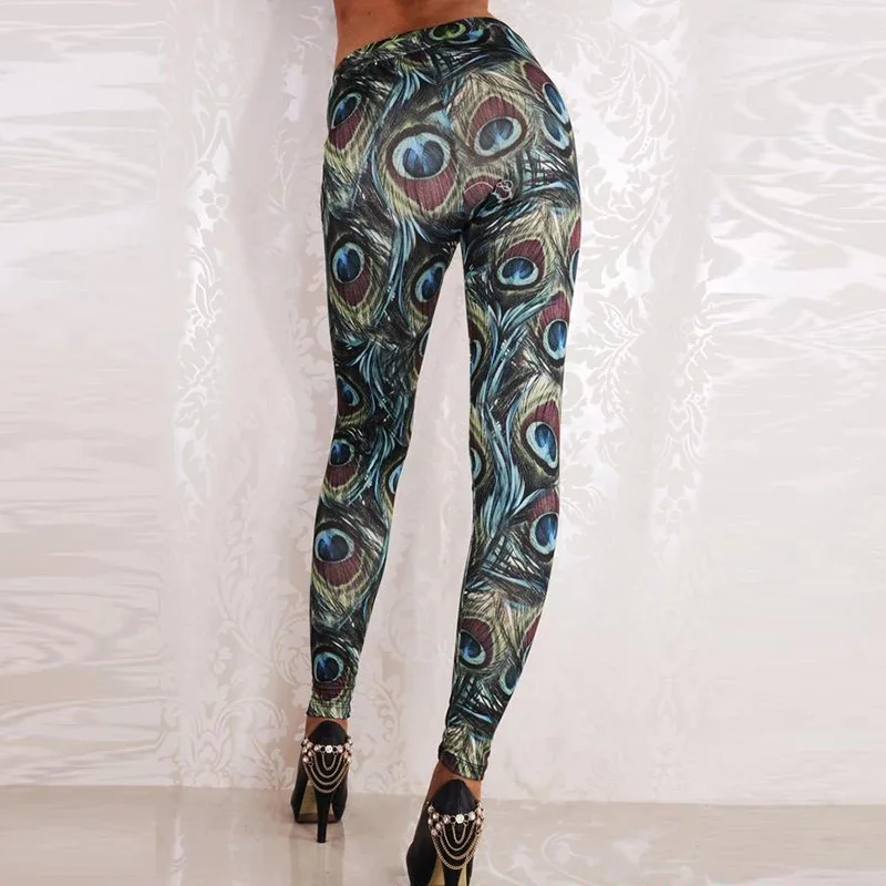 

Peacock Fashion Women Ladies High Waist Beathable Elastic Leopard Print Leggings Workout Trousers Fitness Leggings Slim Pants