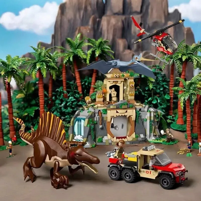 Blocchi di costruzione 984 pezzi Serie creativa Spinosaurus e Pterosaur Flying Boy Block Toy Decorazione regalo di compleanno per bambini 76976