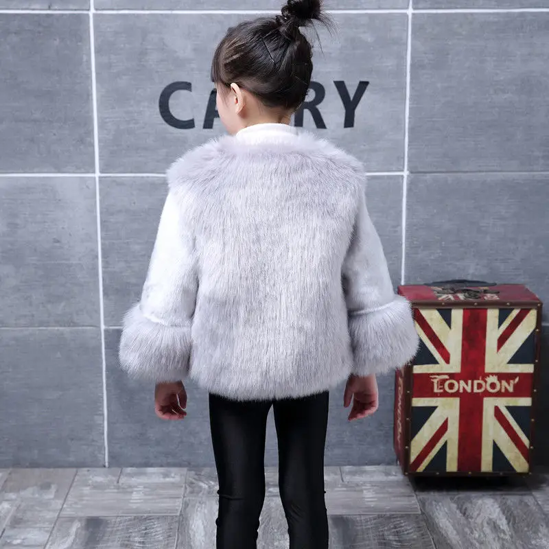 Girls Faux Fur Coat 2022 New Solid Color Temperament Fashion Children Coat Baby Princess Padded Coat Kids Jackets for Girls