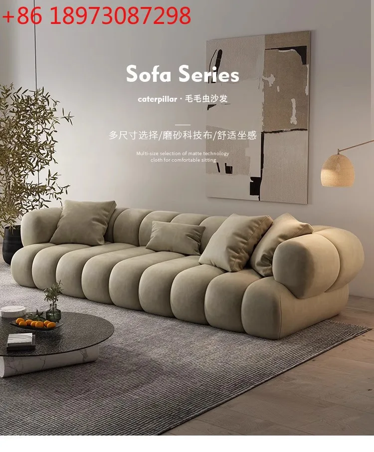 أريكة قماش كريمي رملية من وابي أريكة بثلاثة أشخاص بصف مستقيم ومفاتيح البيانو وأريكة كاتربيلر