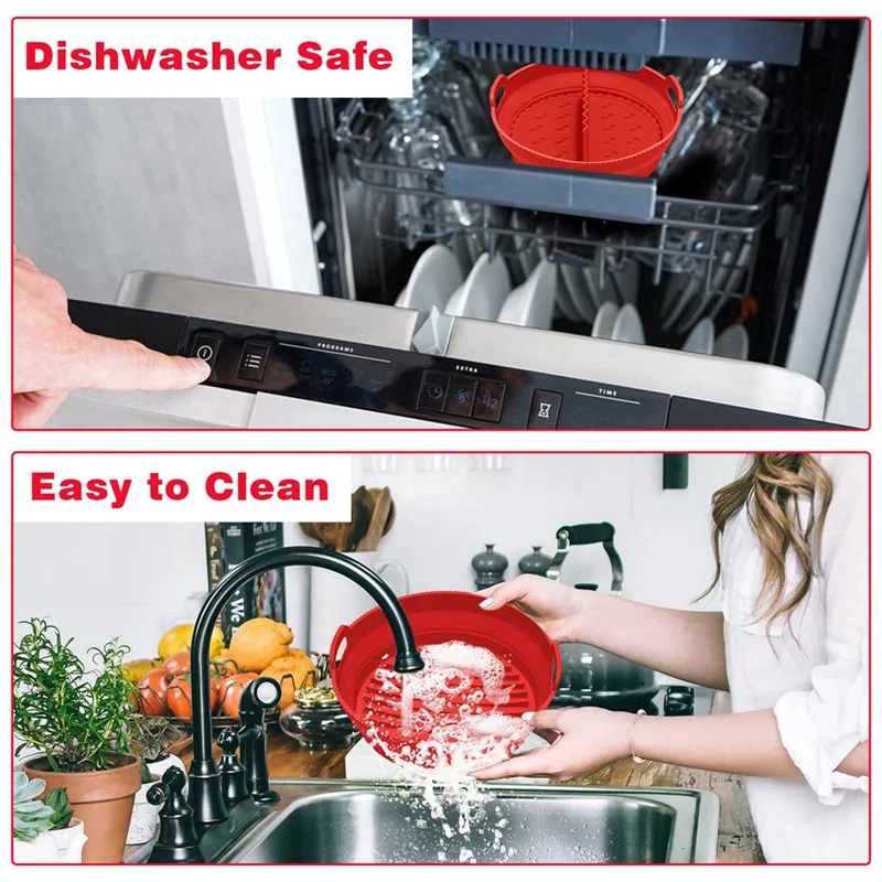 A84G-Air FryerซิลิโคนLiners 8.5 นิ้วสําหรับ 5 ถึง 8 Qtนํากลับมาใช้ใหม่พร้อมDividerพับAir Fryerหม้อซิลิโคนNon-Stick