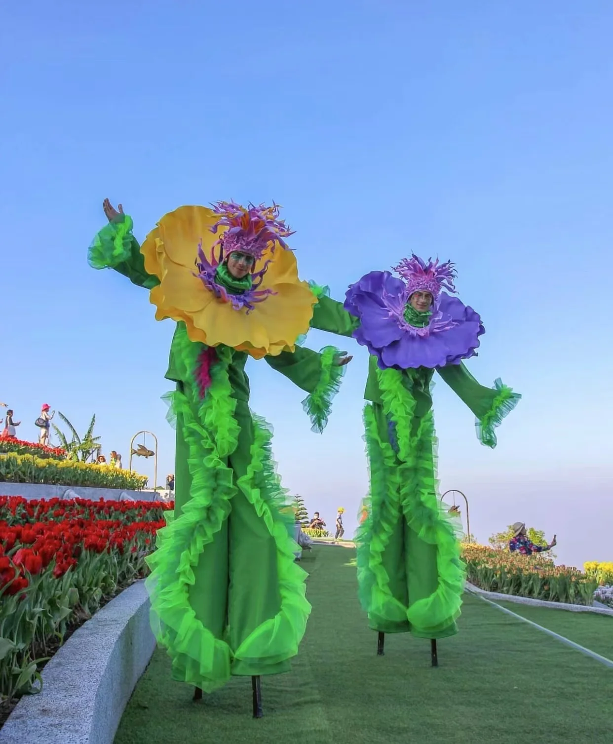 Green Stage Stilts Costume Flower Suits Performance Dance Show Halloween Easter Christmas Performance Party Cosplay Costume