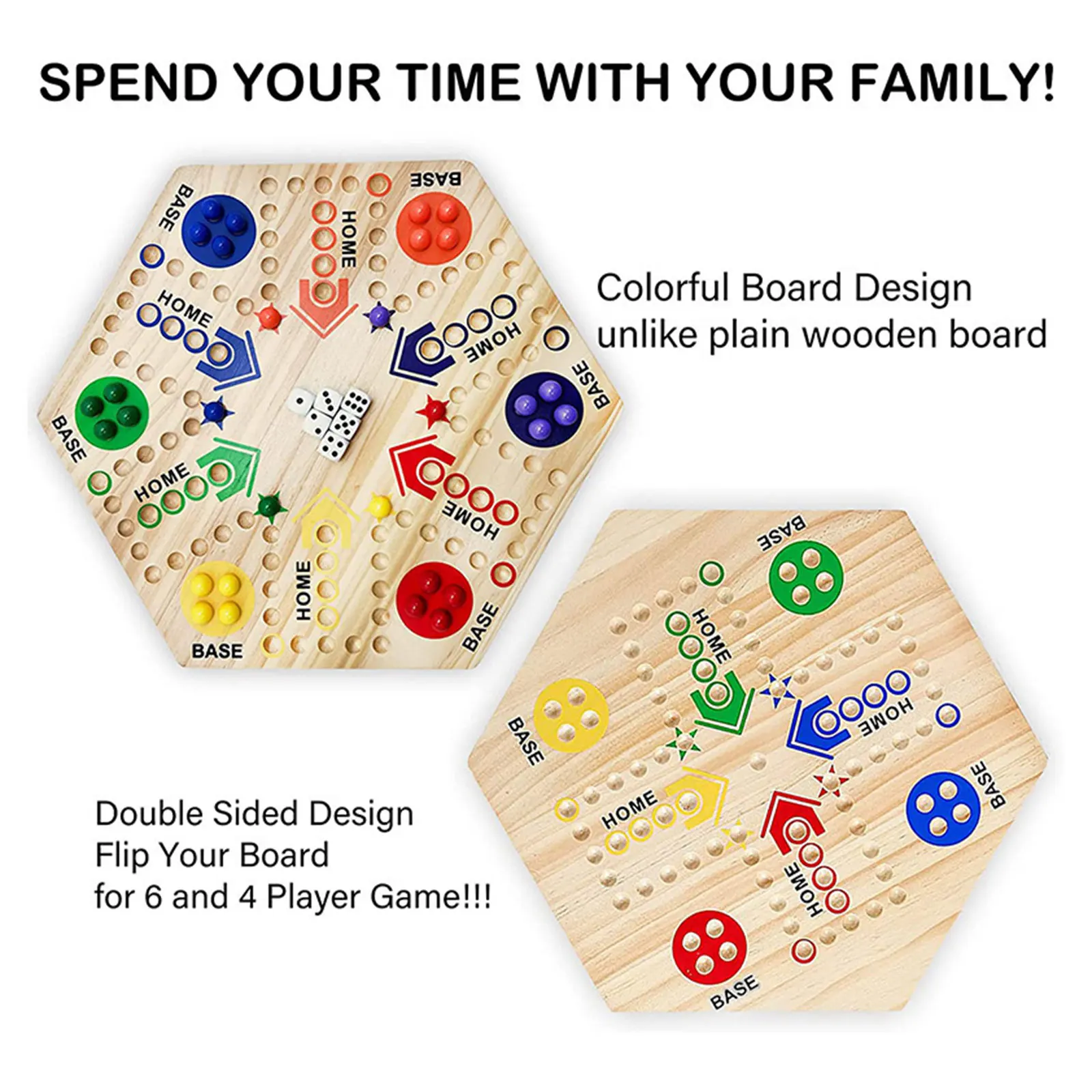 Marble Board Game Painted 6 and 4 Players Travel Toy Classic Wooden Fast Track Board Game Flying Chess for Kids Friends Party