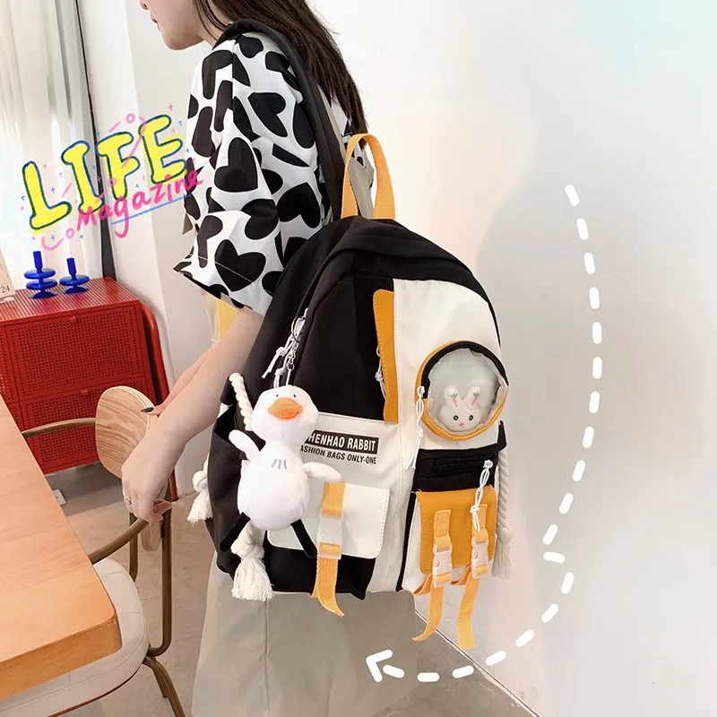かわいい女の子原宿ナイロンバックパック女子大学生ファッショナブルなマルチコンパートメントショルダーバッグ2023年春トレンド