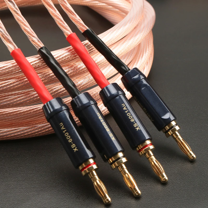 

Pair Speaker Cable 5N OCC Copper HiFi Audio Amplifier Loudspeaker Wire Banana & Spade Plug