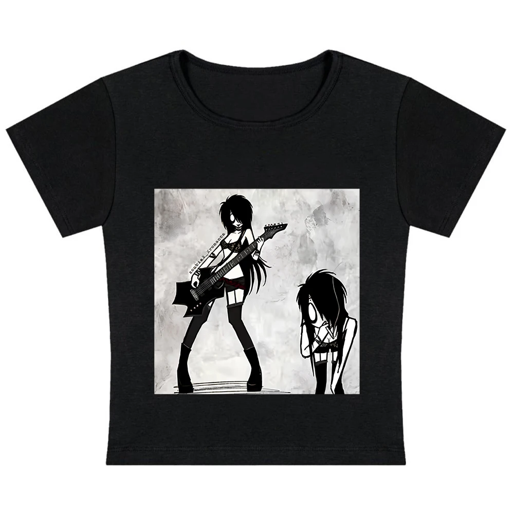 스타일 미학 여성 빈티지 고스 캐주얼 하라주쿠 탑 편지 인쇄 베이비 탱크 루즈하고 슬림 피트 캐주얼 스타일 락 소녀