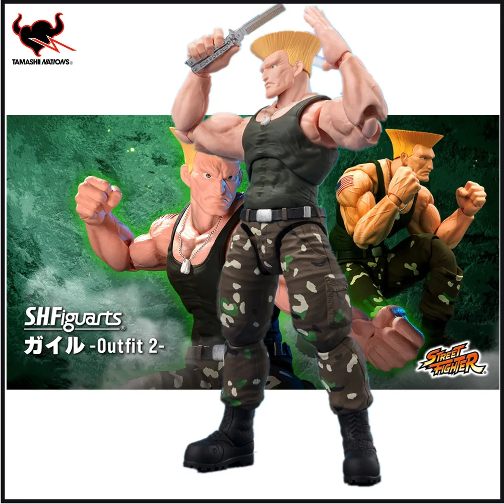 

In Stock Original Anime Street Fighter Guile S.H.Figuarts Sutorito Faita PVC Action Figure SHF Collection TAMASHI Toy Doll Model