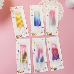 6PCS Gradient Color Curve Happy Birthday Candle Party Cake Decoration Baking Plug-In Bending Twist Thread Year Holiday Wedding