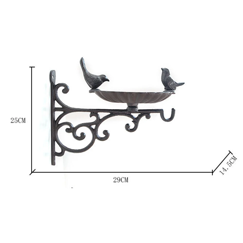 Birds Bath/Feeder Cast with Wall Bracket Cast Iron Mounted Heavy Duty Metal Plate Outdoor Garden Hanging Plate Decor Hook Rack