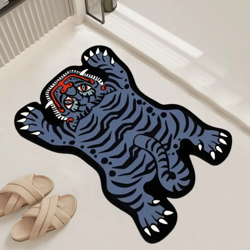 

Tiger Bedroom Carpet Soft Animal Bath Mat Anti Slip Diatom Bathroom Mat Cute Bath Mats Absorbent Bedside Area Carpet Home Decor