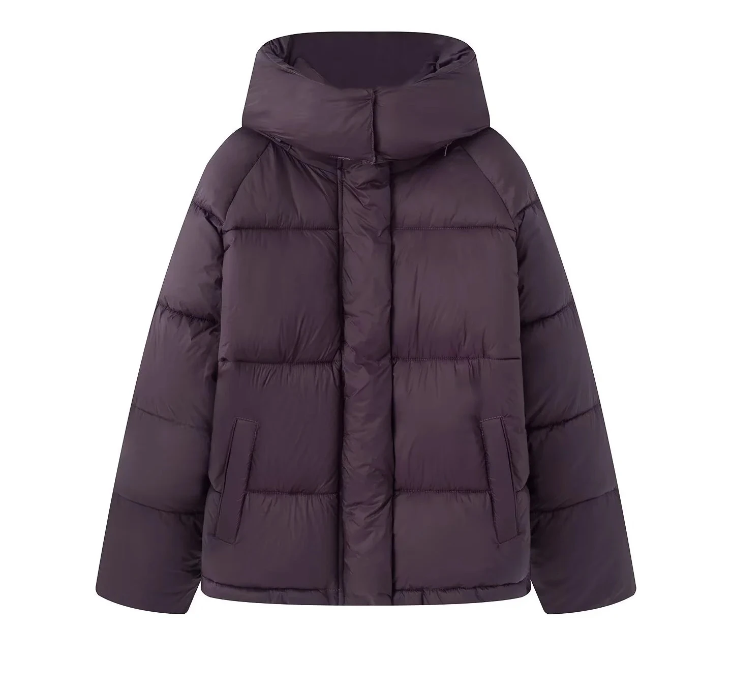 

Women's Casual and Elegant Commuter Style Loose Stand Collar Long Sleeve Short Detachable Hooded Cotton Jacket