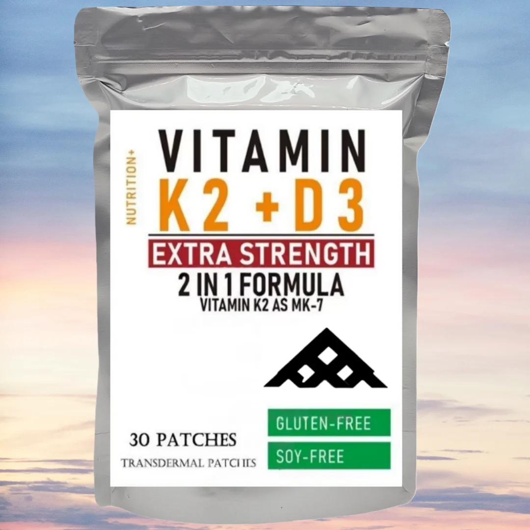 30 Patches Vitamin K2 with D3 Patches Contains Vitamin D & K Complex Premium Biotin & Folic Acid Transdermal Patch