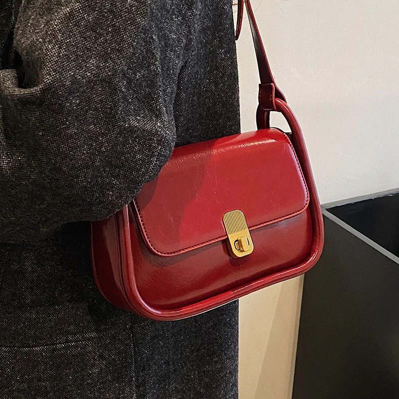 Solid Color PU Leather Crossbody Bags For Women 2023 Spring Fashion Shoulder Side Bags Luxury Handbags And Purses Female Flap