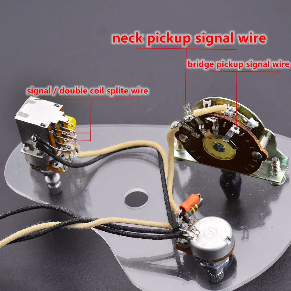 Arnés de cableado de pastilla HH para guitarra eléctrica B500K Alpha Pot + A500K Push Pull Pot + interruptor de 3 vías + Jack