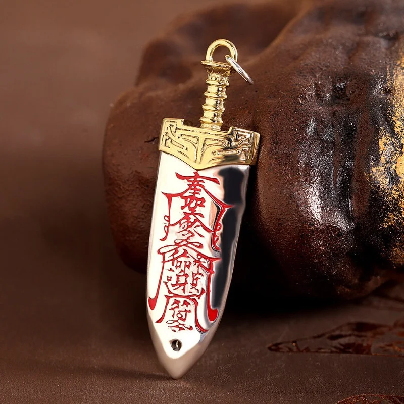 

Этнический стиль, золото-серебряный кулон-меч Юйцзяньэр, мужские украшения, ретро-таоистский амулет, ожерелье, мужской чокер, аксессуары