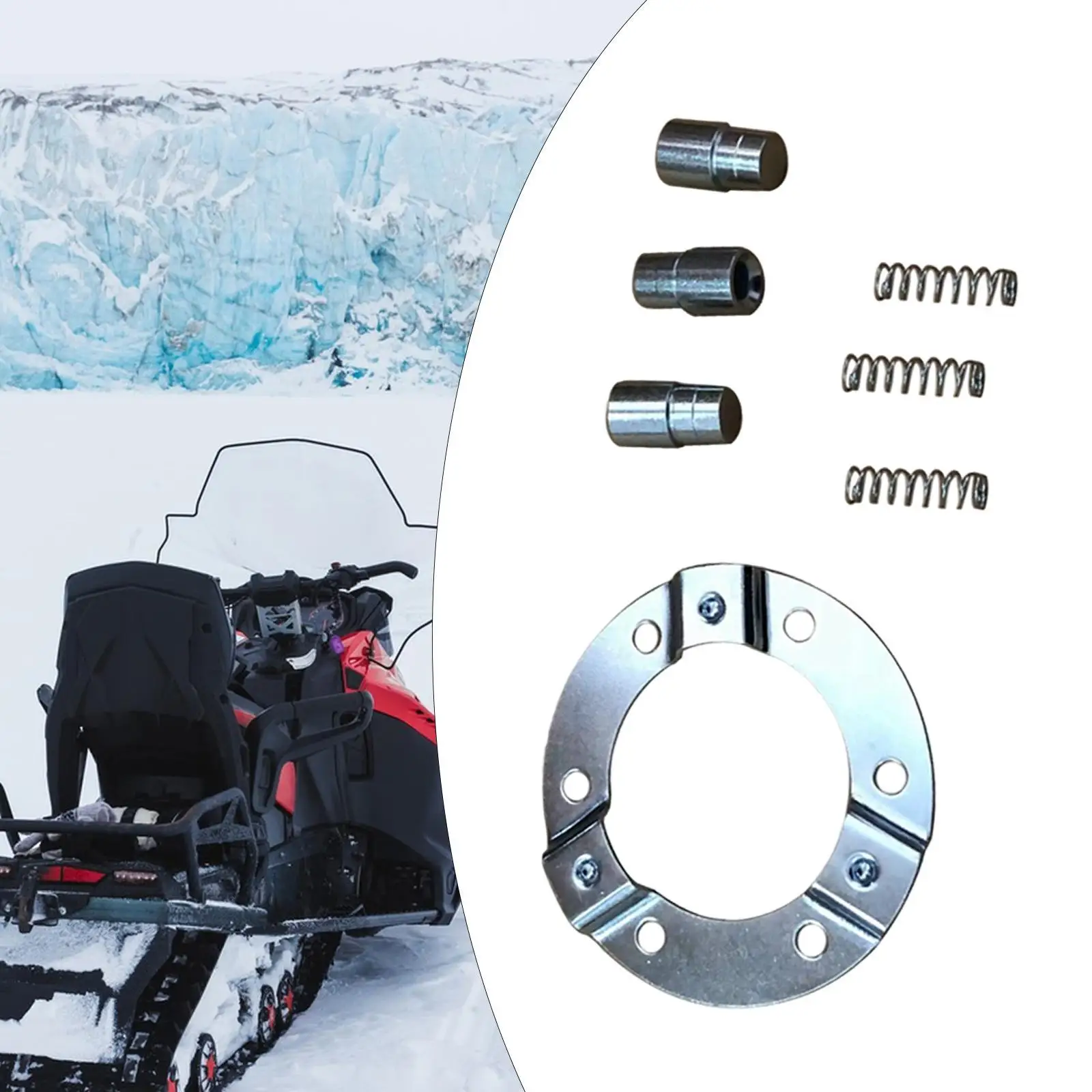 Placa de retenção para snowmobile, placa de fixação, molas e pinos deslizantes, kit de placa fixa para snowmobile, peças de reparo de metal 0602-144 0602-133