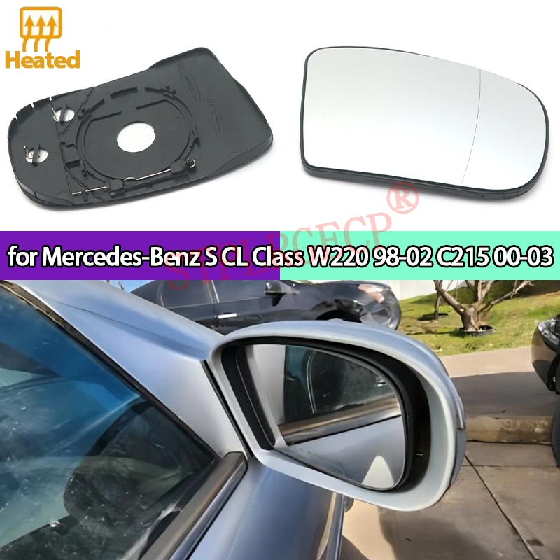 Verre de rétroviseur chauffant transparent pour côté conducteur, remplacement pour Mercedes-Benz Classe S CL W220 98-02 C215 00-03