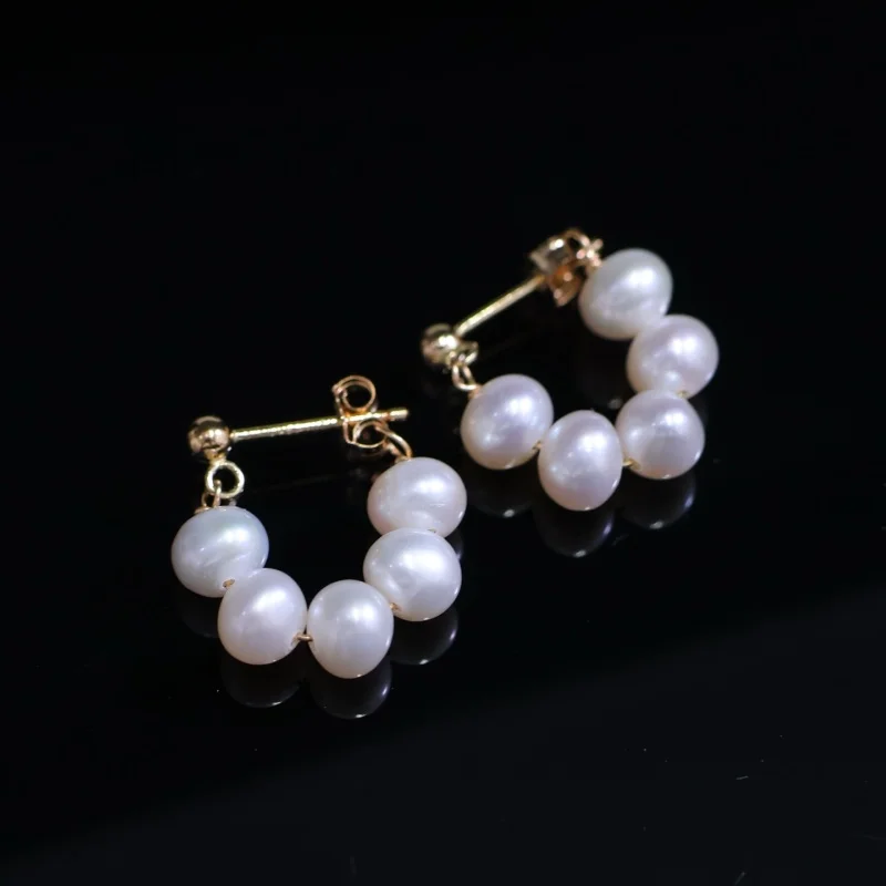 

SGARIT Korean Design Gold Color Pearl Irregular Earrings For Women Natural Pearl Geometric Earring Trendy Party Girls Gifts SE78