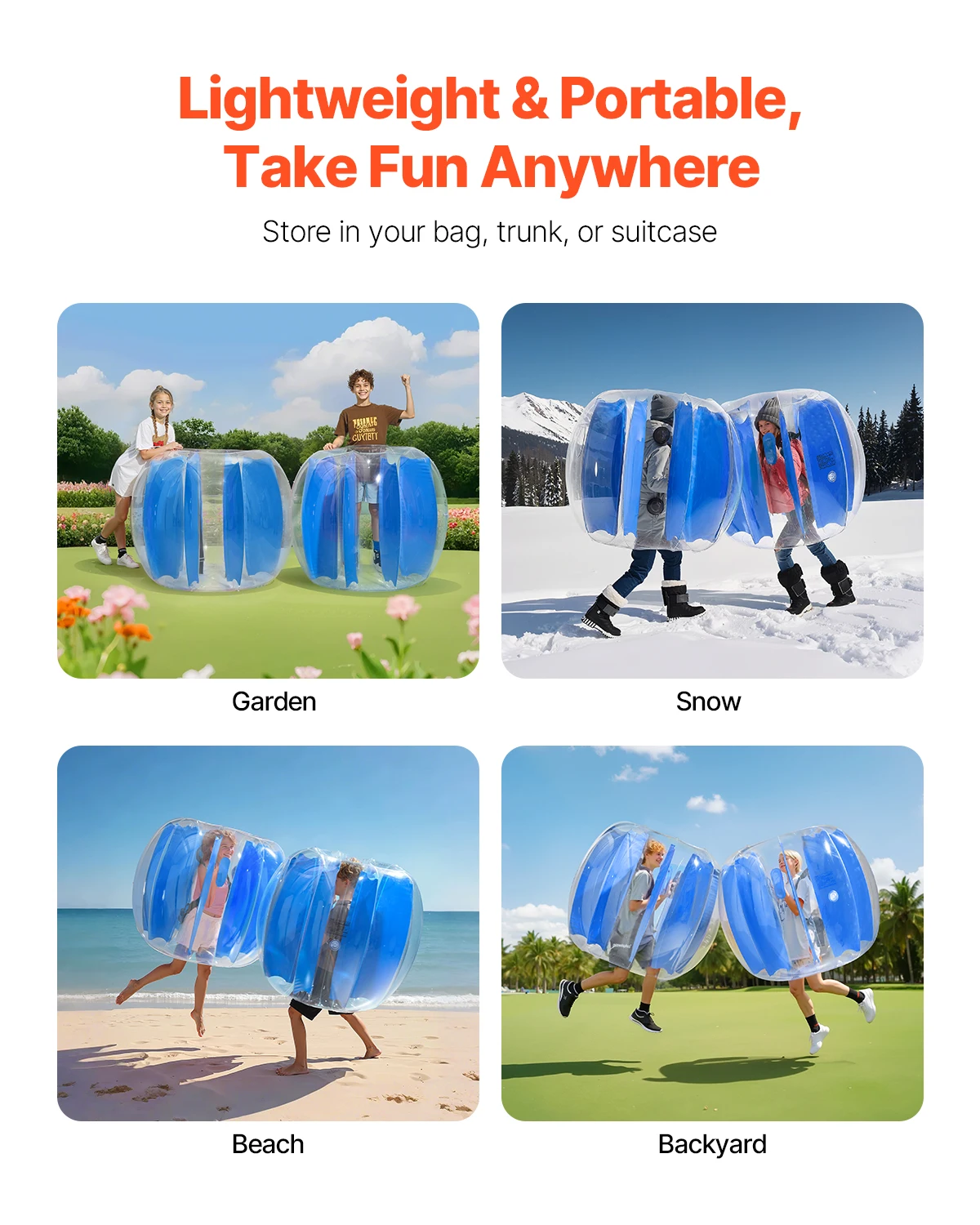 SucceBuy 1 Pacote de 4FT Bolas de Para-choque Infláveis Corpo Sumo Zorb Bola PVC Hamster Humano Bolha Knocker Bopper Brinquedo para Jardim Quintal Parque