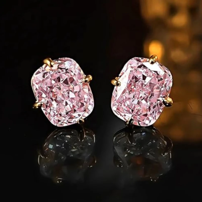 Huitan Damen-Ohrstecker, goldfarben, eingelegt, große weiße CZ, einfacher Stil, Party, Alltag, Accessoires, modisch, vielseitiger Hochzeitsschmuck – Detail 9