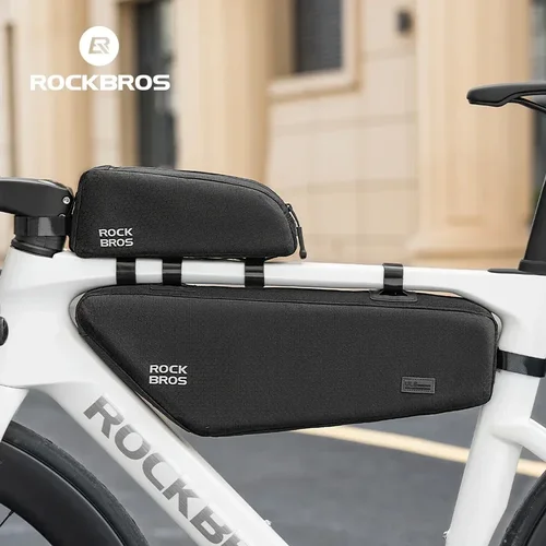 ROCKBROS-bolsa para bicicleta a prueba de lluvia, bolsa para cuadro de tubo superior de ciclismo, reflectante, de gran capacidad, para bicicleta de montaña y carretera, resistente al desgaste