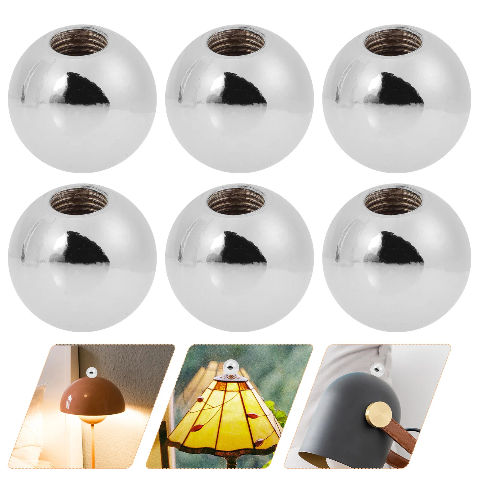 

6Pcs Lamp Finial Ball Knob Durable Material Down Lampshade Holder Lamp Parts Light Screw Caps Light Knob Decor